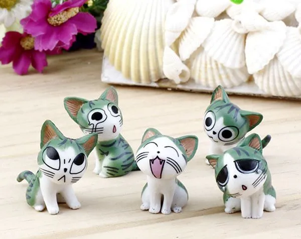 Aliexpress.com: Comprar 9 unids gato de dibujos animados resina ...