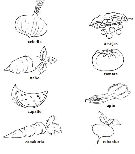 Dibujos para colorear alimentos de origen vegetal y animal - Imagui