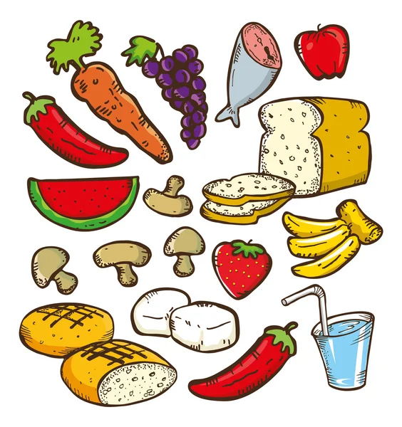 Alimentos sanos dibujos animados — Vector stock © mhatzapa #59807699