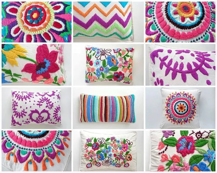 almohadones bordados a mano | Bordado mexicano | Pinterest
