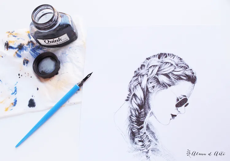 Almu d Arte: Dibujo a plumilla y tinta quink parker