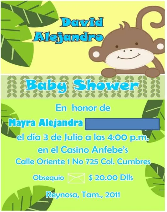 Invitaciónes de changos para baby shower - Imagui