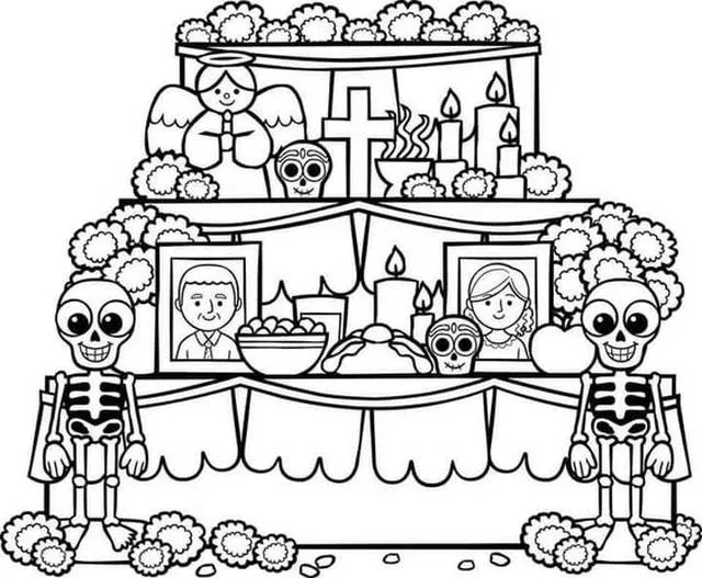 Altar de muertos: 5 dibujos para colorear, imprimir y poner en la ofrenda  de Día de Muertos