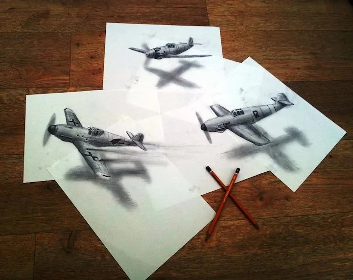 Alucinante ilusión óptica de dibujos 3D en hojas planas de papel ...