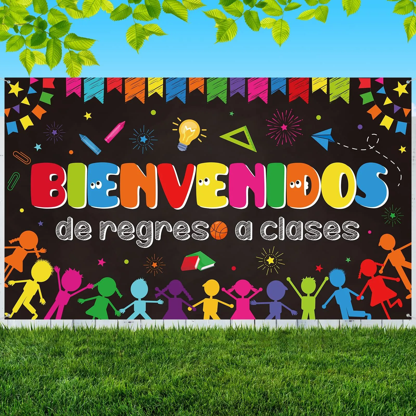 Amazon.com: Cartel de bienvenida en español de bienvenida a la escuela,  cartel grande de tela para el primer día de escuela, cartel de telón de  fondo, tablón de anuncios, decoración de pared