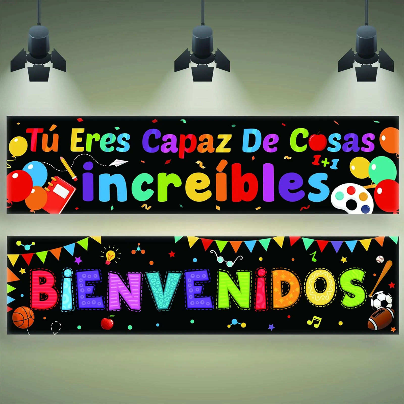 Amazon.com: 2 carteles de bienvenida en español, carteles inspiradores,  carteles motivacionales españoles con 40 puntos adhesivos para niños  pequeños, estudiantes, decoración de aula en español : Productos de Oficina