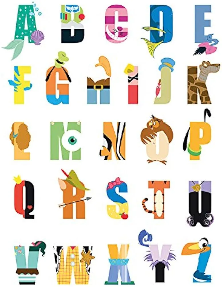 Amazon.com: Disney Lienzo con letras del alfabeto, multicolor, 15.7 x 19.7  in : Hogar y Cocina