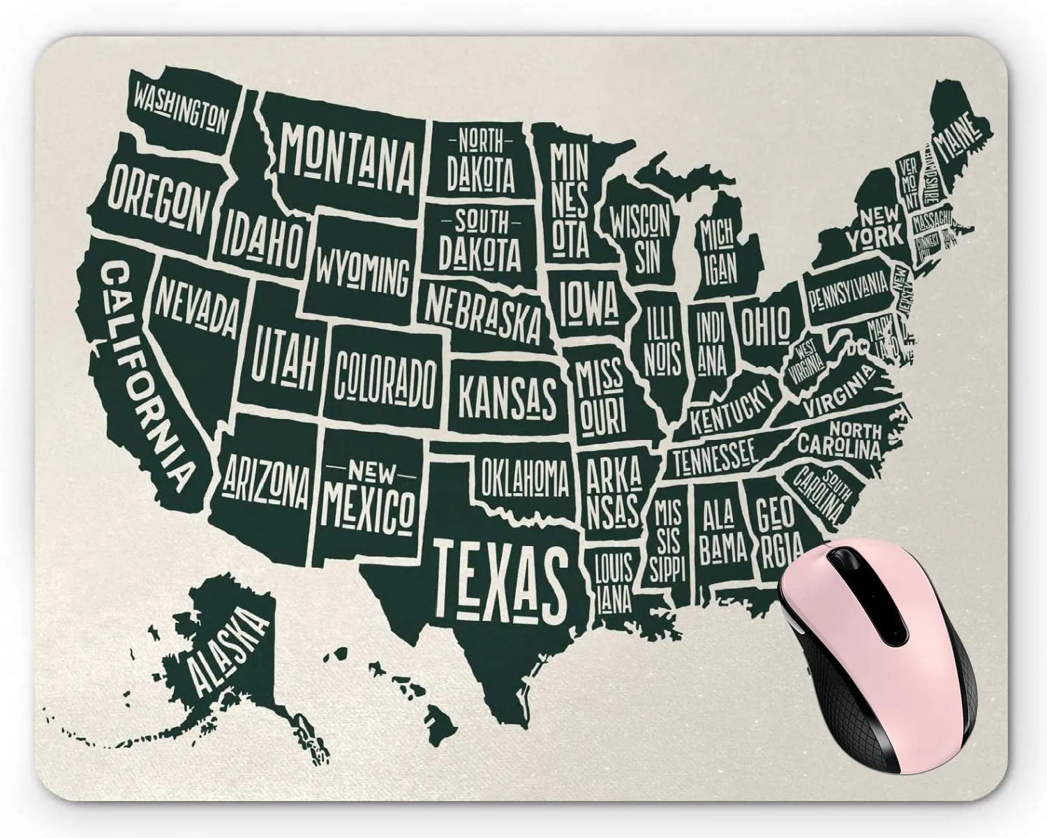 Amazon.com: Mapa de Estados Unidos de América con nombres de estado  escritos en blanco y negro para ratón, alfombrilla de ratón de 8.6 x 7.1  pulgadas : Productos de Oficina