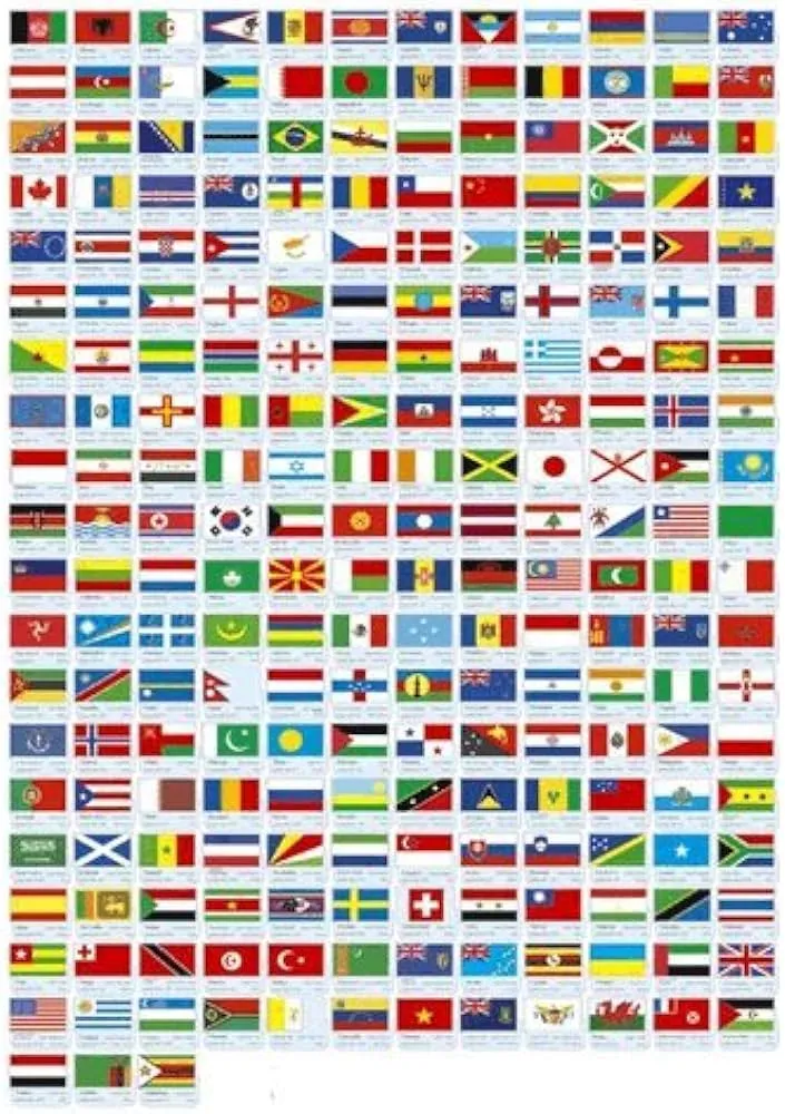 Amazon.com: Hecho en los Estados Unidos. Juego de banderas del mundo de las Naciones  Unidas 193 - 193 banderas de rayón de 4 x 6 pulgadas, una bandera para cada  país en