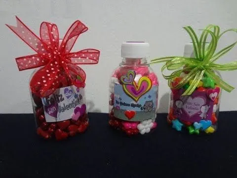 Botellas de vidrio decoradas con dulces para San Valentín - Imagui