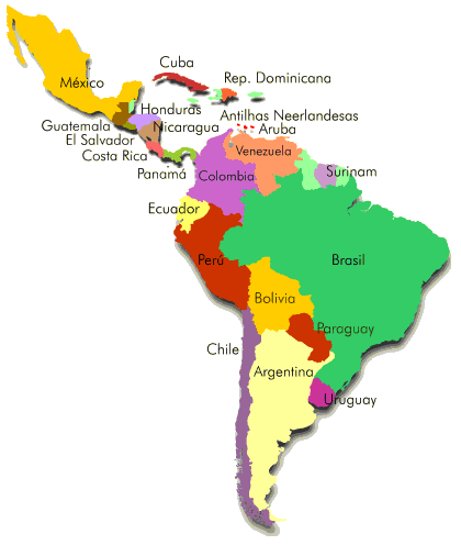 Mapa de latinoamerica con nombres - Imagui