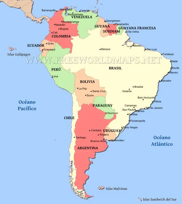 América del sur mapa político - Imagui