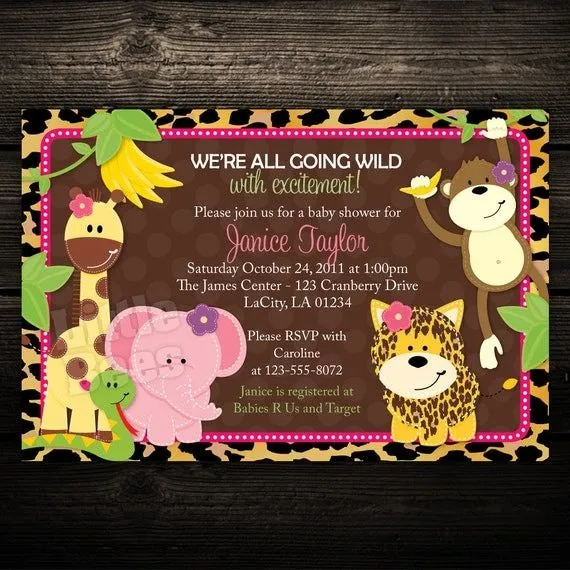 Invitaciónes sin texto para baby shower de animal print - Imagui