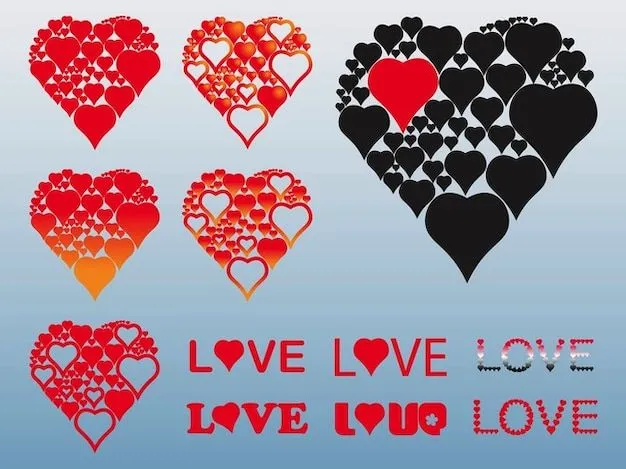 Amor corazones decoraciones coloridas del vector | Descargar ...