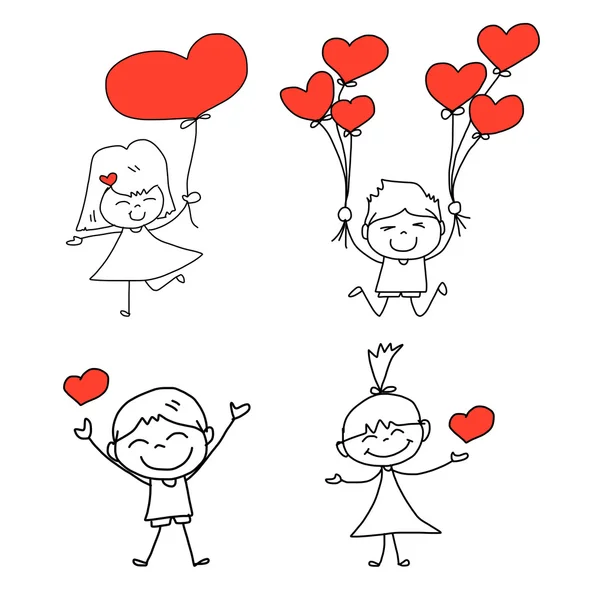 amor feliz dibujado a mano dibujos animados — Vector stock ...