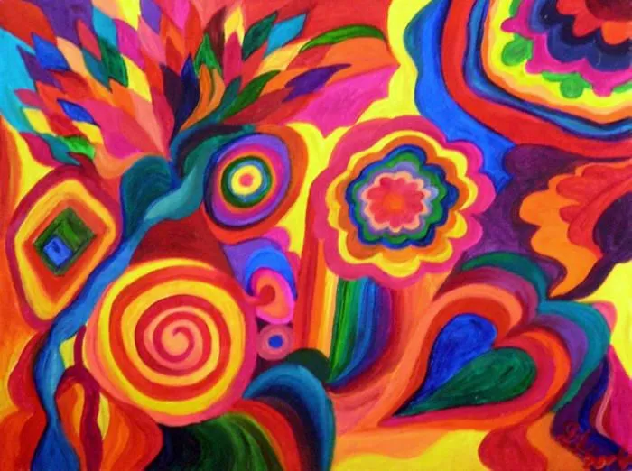 amor y paz hippie de colores