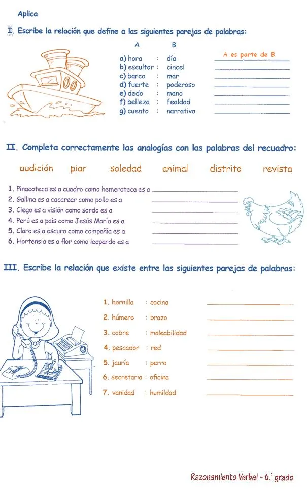 Analogías para Niños 6º primaria | Razonamiento Verbal