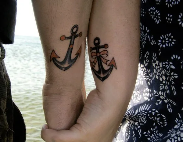Ancla & Ancla con moño - Tatuajes para Mujeres