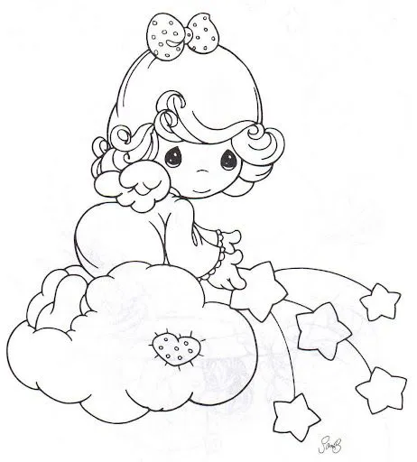  ... Dibujos: Angelita con estrellas para colorear de los precious moments