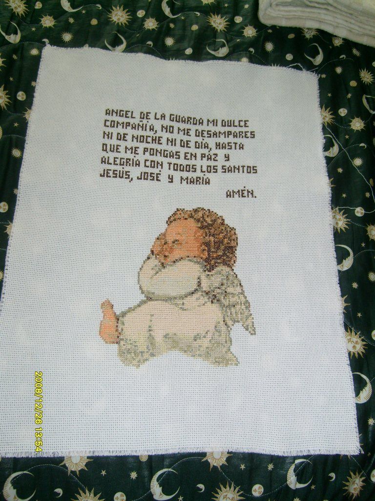 Un ángel de la guarda para mi hijo con la oración | Cross stitch, Stitch,  Book cover