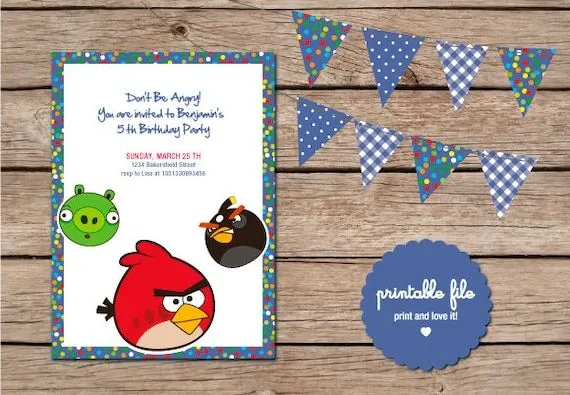 Angry Birds Invitación Personalizada. Imprimible por printandlove