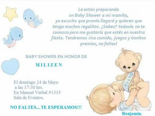 Mensajes para tarjeta de invitación baby shower - Imagui