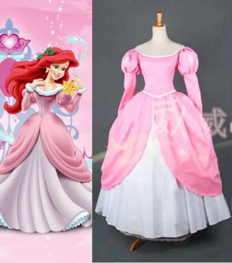 Animado la sirenita lindo vestido rosa de princesa Ariel traje de ...