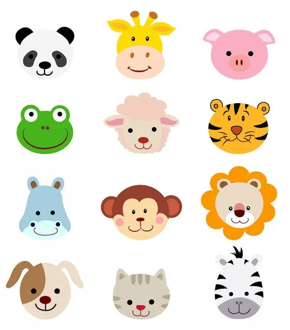 Animal face clip art, cartoon clipart, monkey, sheep, leon, cat ...