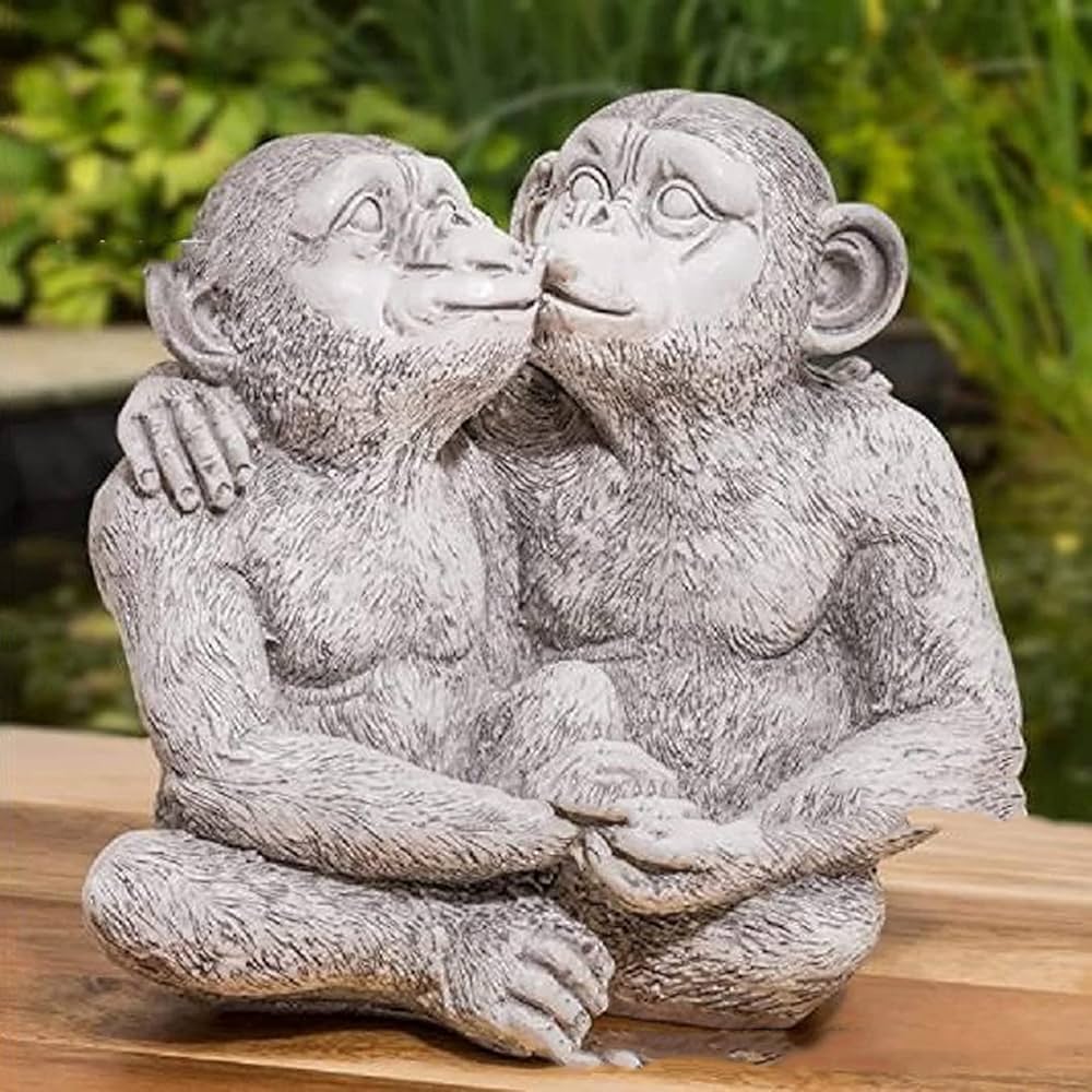 Animal jardín estatua ornamento resina amoroso beso pareja mono chimpancé  figuritas al aire libre : Amazon.es: Hogar y cocina