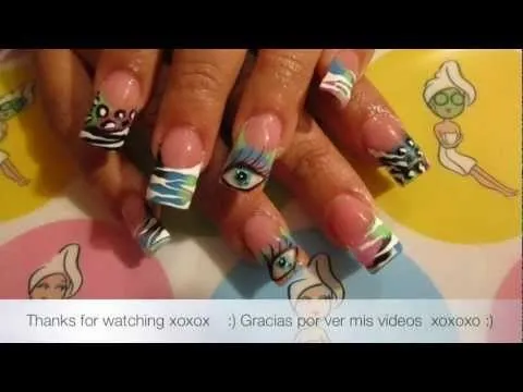 Animal print Acrylic Nails *** unas Acrilicas *** - YouTube