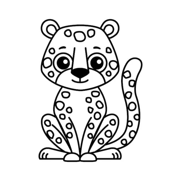 Animal de zoológico para niños libro para colorear ilustración vectorial de  leopardo en un estilo de dibujos animados | Vector Premium