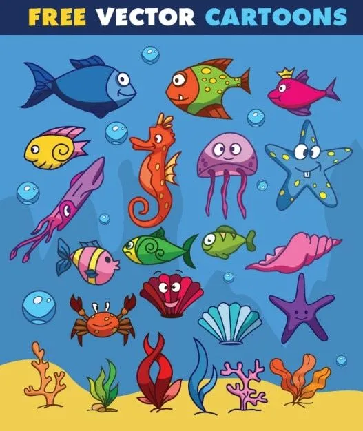 Animales de agua en el diseño de dibujos animados | Descargar ...