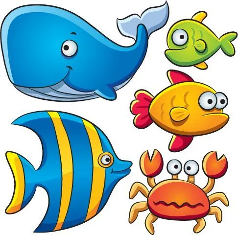 Animales marinos tipo cartoon -2, imagen vectorial | imagenes para ...