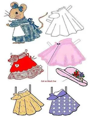 ANIMALES RECORTABLES - RATITA CON VESTIDOS : RECORTABLES PARA NIÑOS ANIMALES RECORTABLES - RATITA CON VESTIDOS : RECORTABLES PARA NIÑOS