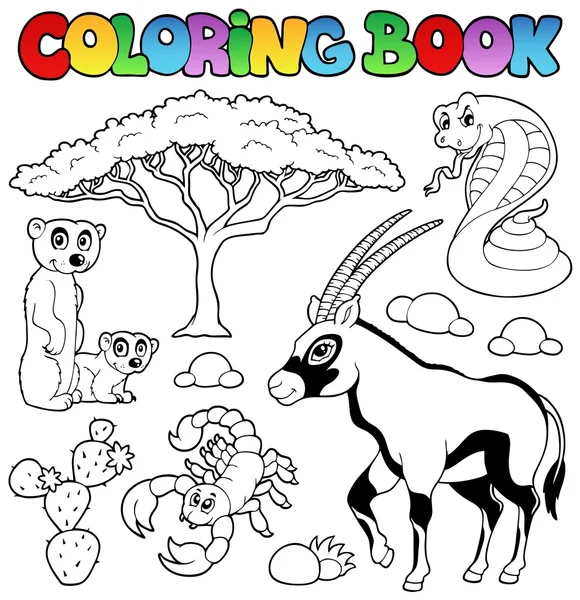 animales de sabana de libro para colorear 1 — Vector stock ...