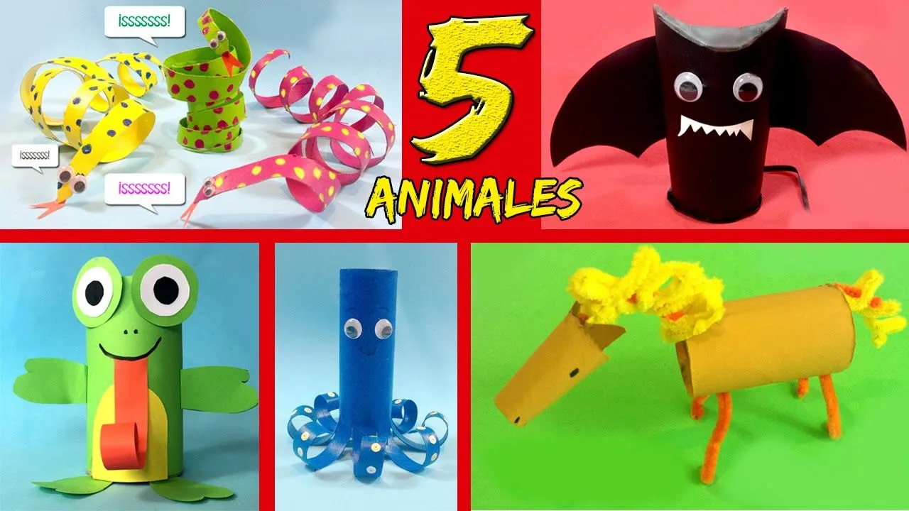5 ANIMALES con tubos de papel higiénico * Ideas de RECICLAJE - YouTube