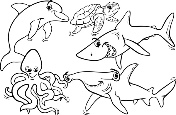 animales de la vida del mar y pescados Página para colorear ...