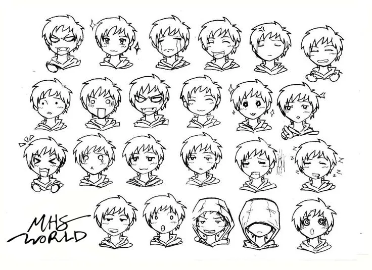 Anime, Chibi Face Expressions, Boy | Drawing | Pinterest