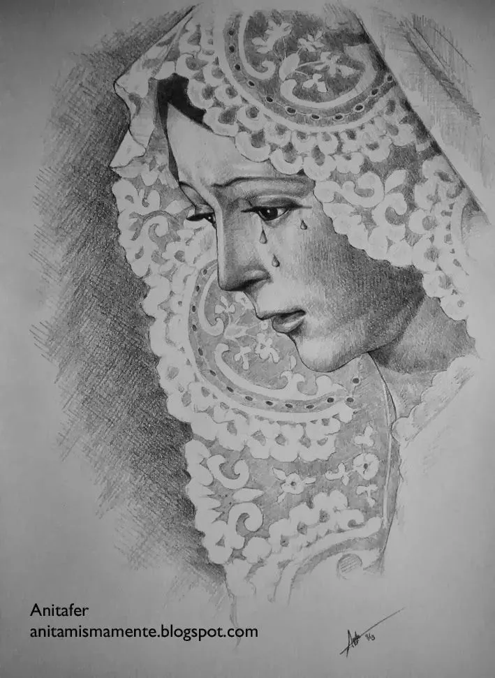Anitafer_Artist: Virgen de la Esperanza Macarena de Sevilla, dibujo
