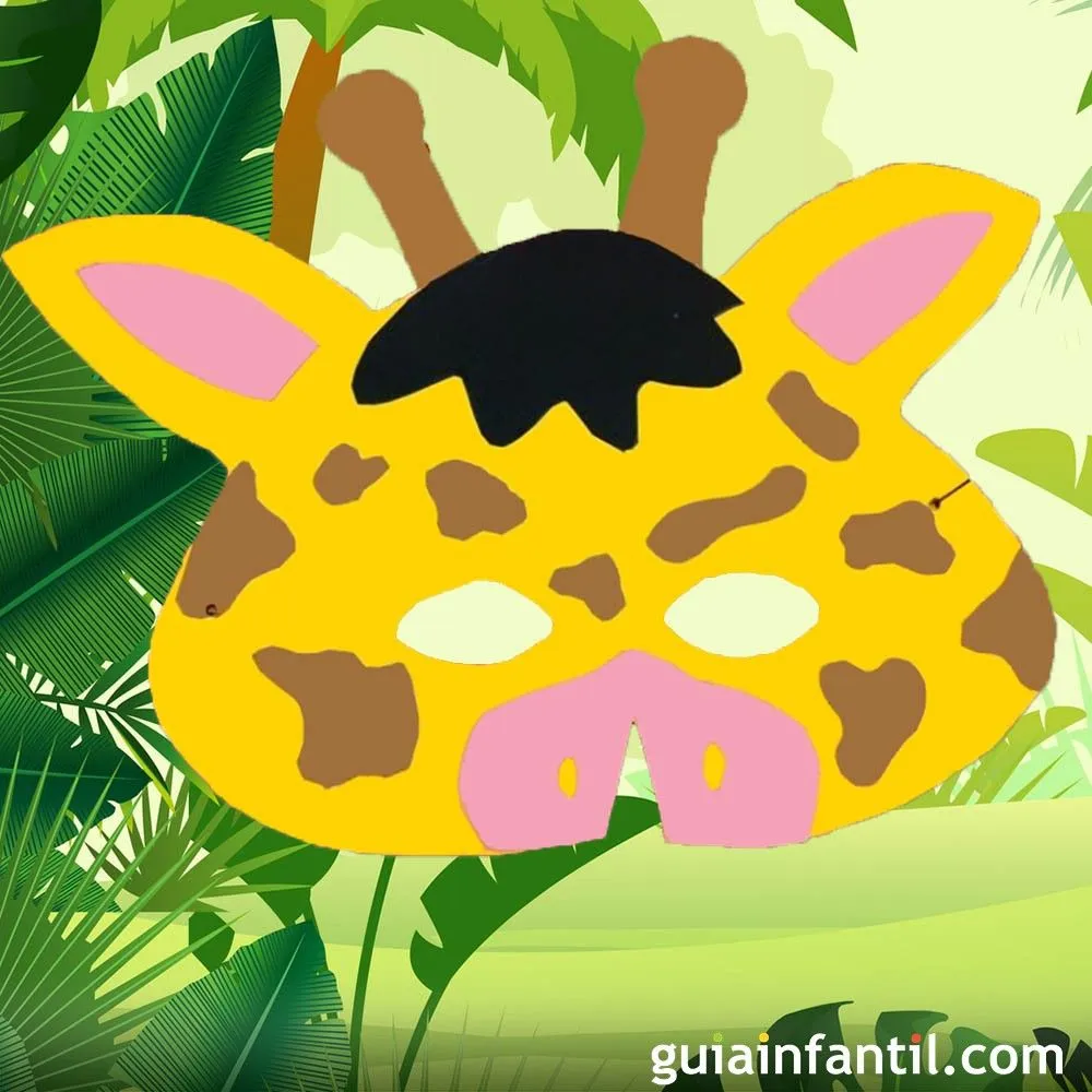 Antifaz o careta de jirafa. Manualidad sencilla para los niños