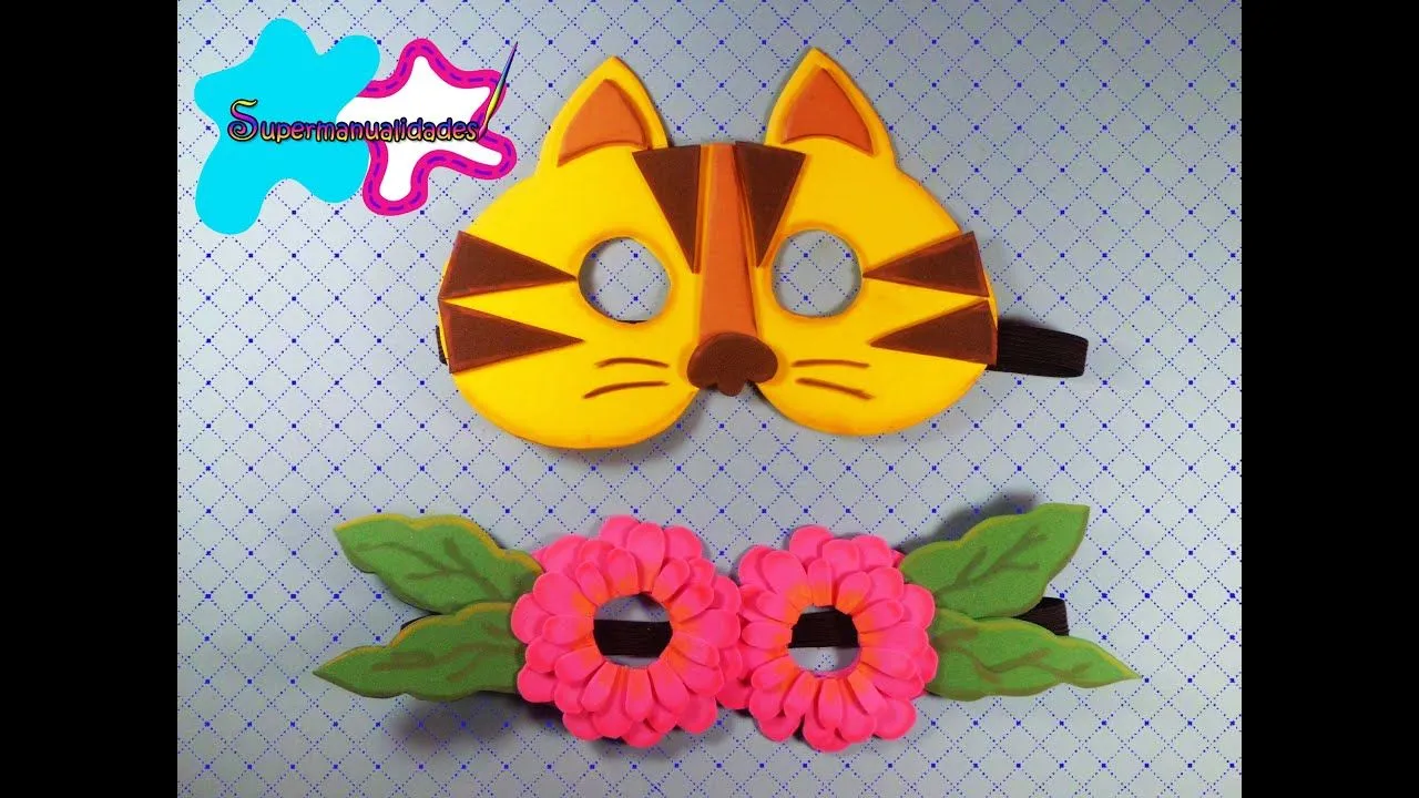 Antifaz de fomi (Gatito y flores) ∞SUPERMANUALIDADES∞ - YouTube