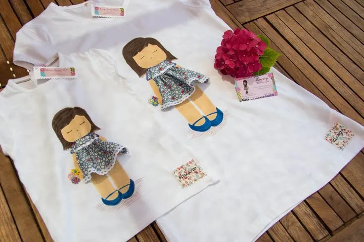 Dos muñecas "Jardin", para su mamá y su hija, pintada a mano con ...