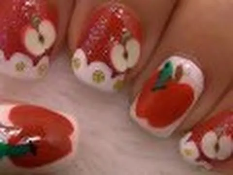 Apple Nail Art / Arte para las uñas con diseño de manzana - YouTube