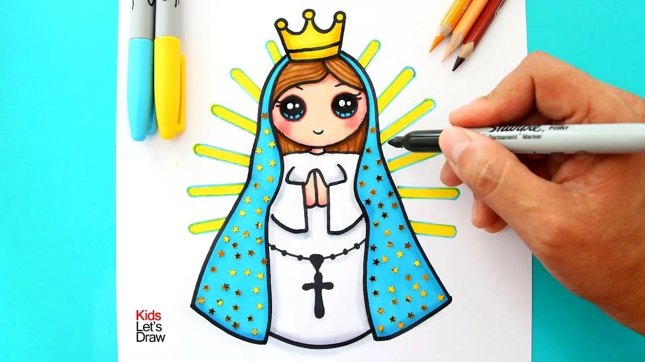 Aprende a dibujar a la VIRGEN MARÍA Kawaii por el Mes de Mayo - YouTube
