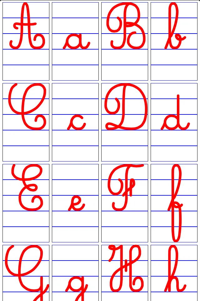 Aprender a escribir letras cursivas del alfabeto en mayúsculas y ...