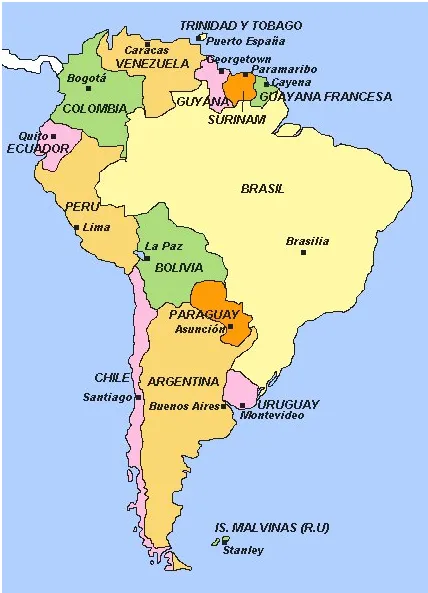 Aprendizaje Digital 2.0: Mapa América del Sur
