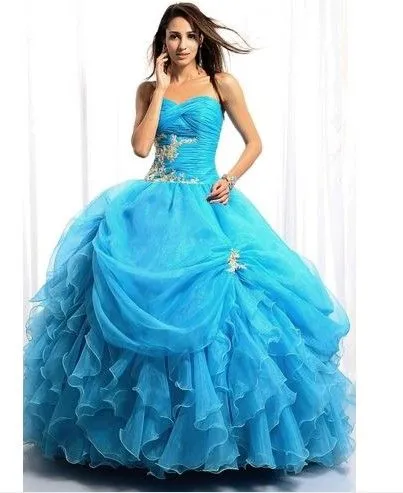 Aqua Prom Dresses Sexy Prom Ball Gown Quinceanera Dress Turquoise ...