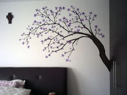 Arbol de cerezo dibujo mural - Imagui