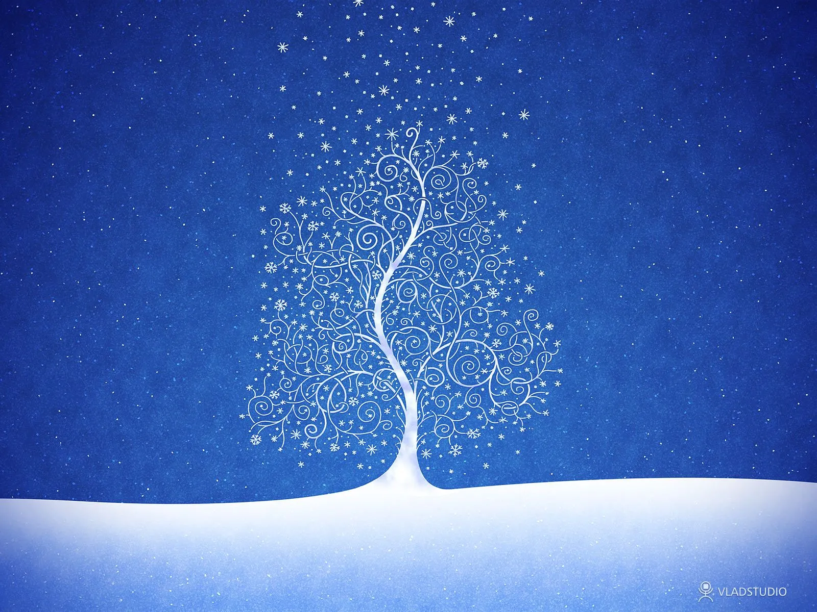 árbol de Navidad - arte digital - vectores - nieve - colores - azul ...