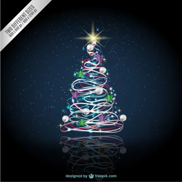 Árbol de Navidad con cielo estrellado | Descargar Vectores gratis
